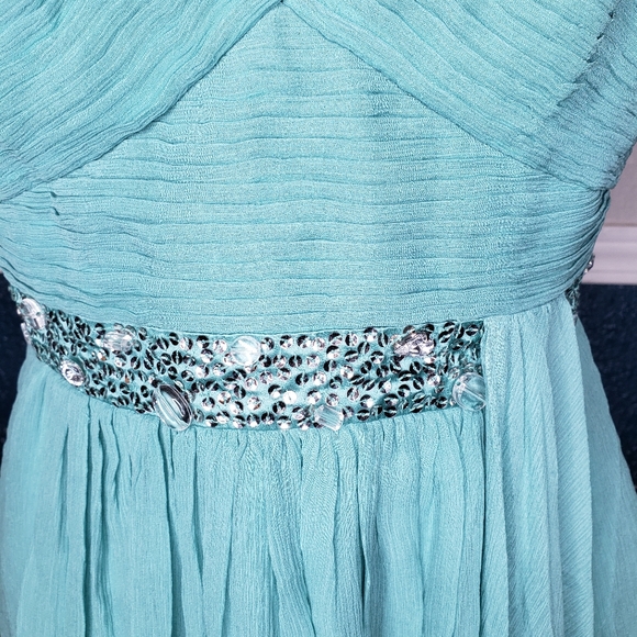 BCBGMaxAzria Sequin & Jeweled Teal Dress Size 6 - Picture 5 of 10
